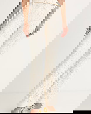 Twinset pantaloni evazați pentru femei, din dantelă