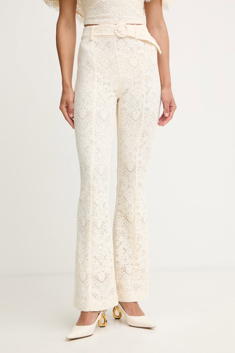 Twinset pantaloni evazați pentru femei, din dantelă