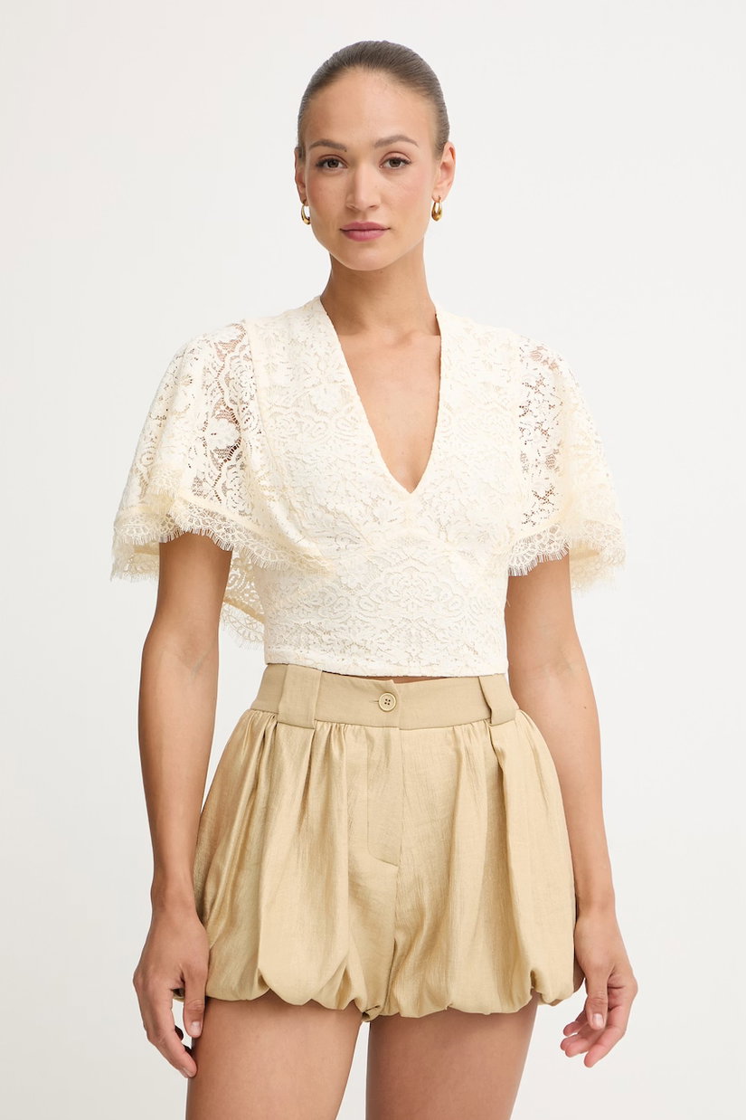 Twinset bluză cu volane pentru femei, din dantelă
