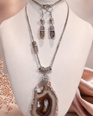 SET~GREY ELEMENT~ agate,inox