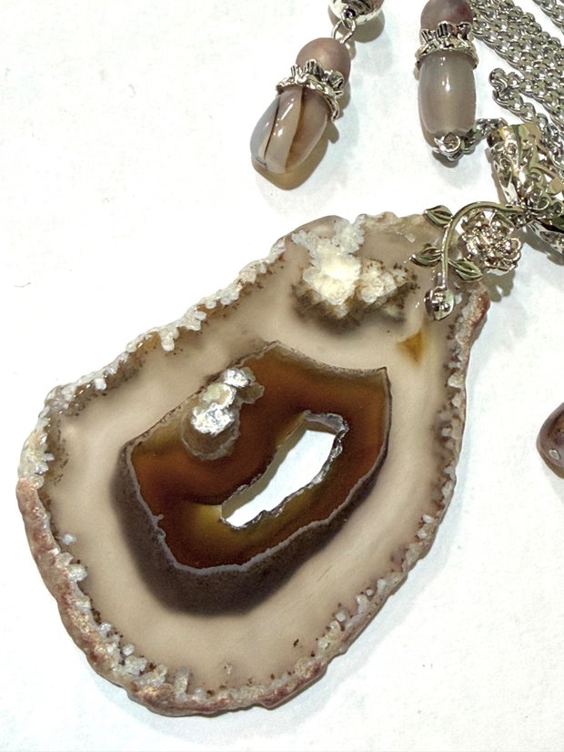 SET~GREY ELEMENT~ agate,inox