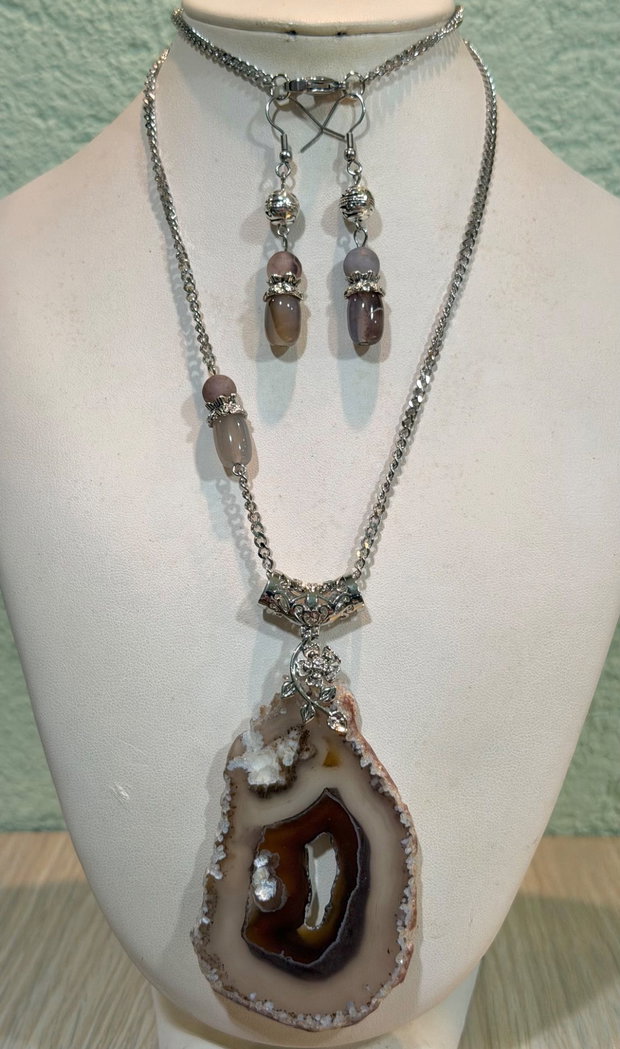 SET~GREY ELEMENT~ agate,inox