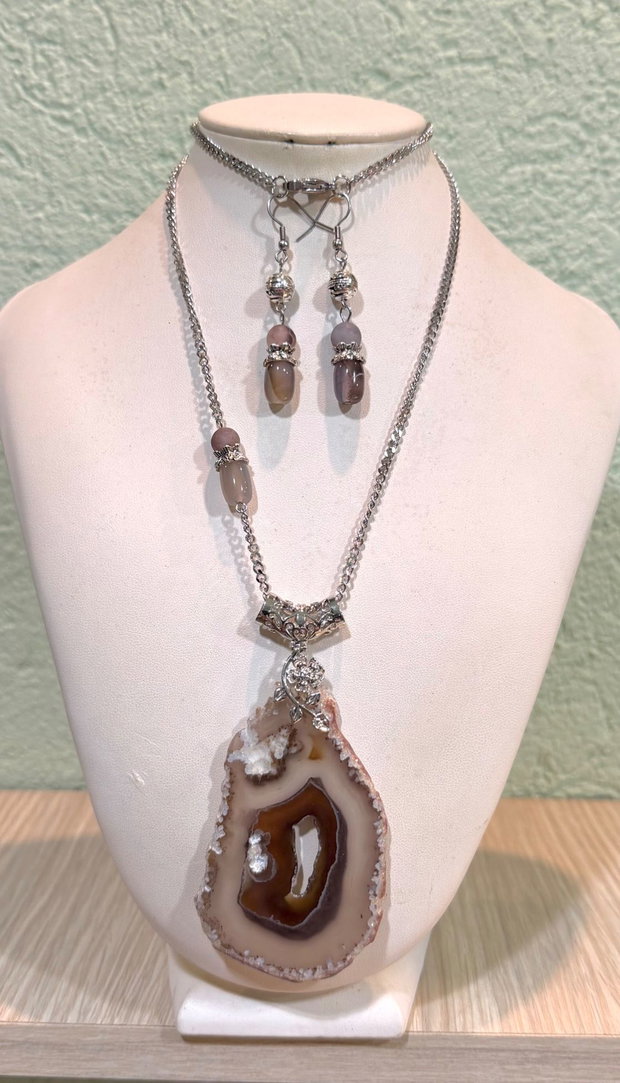 SET~GREY ELEMENT~ agate,inox