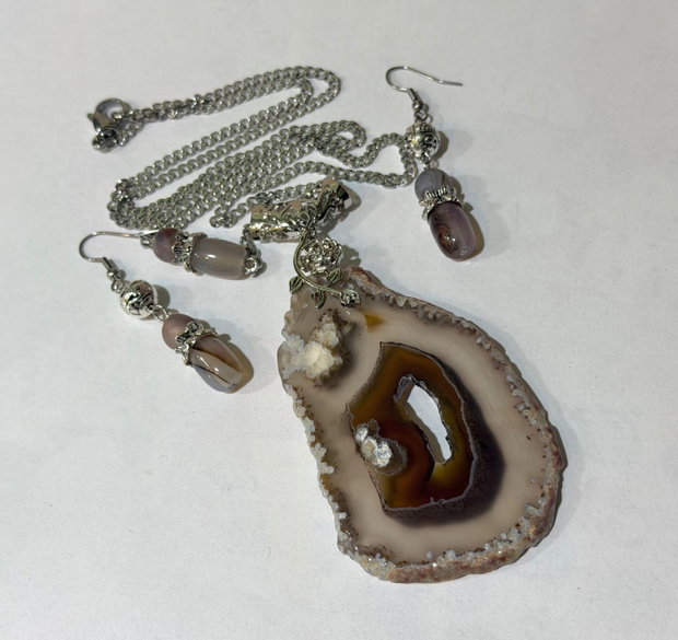 SET~GREY ELEMENT~ agate,inox