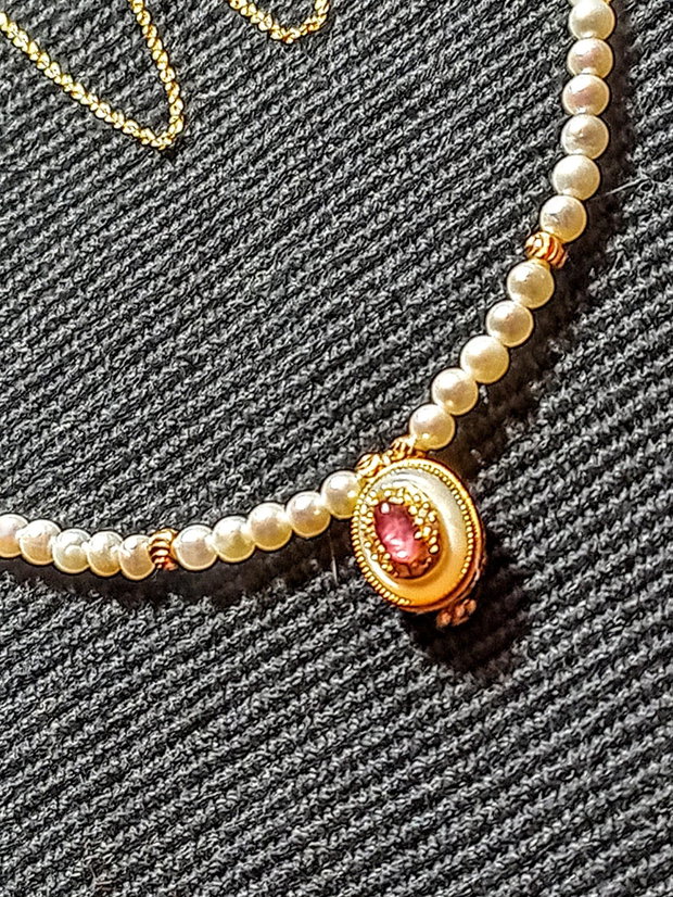 Colier vermeil perle naturale de cultura turmalina sidef charm cupru placat cu aur lant argint placat cu aur minima boho chic trendy