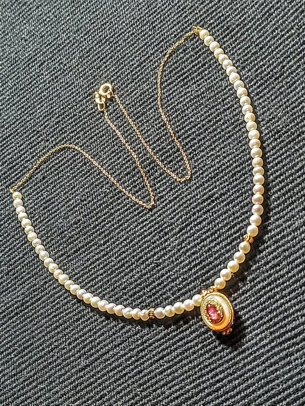 Colier vermeil perle naturale de cultura turmalina sidef charm cupru placat cu aur lant argint placat cu aur minima boho chic trendy