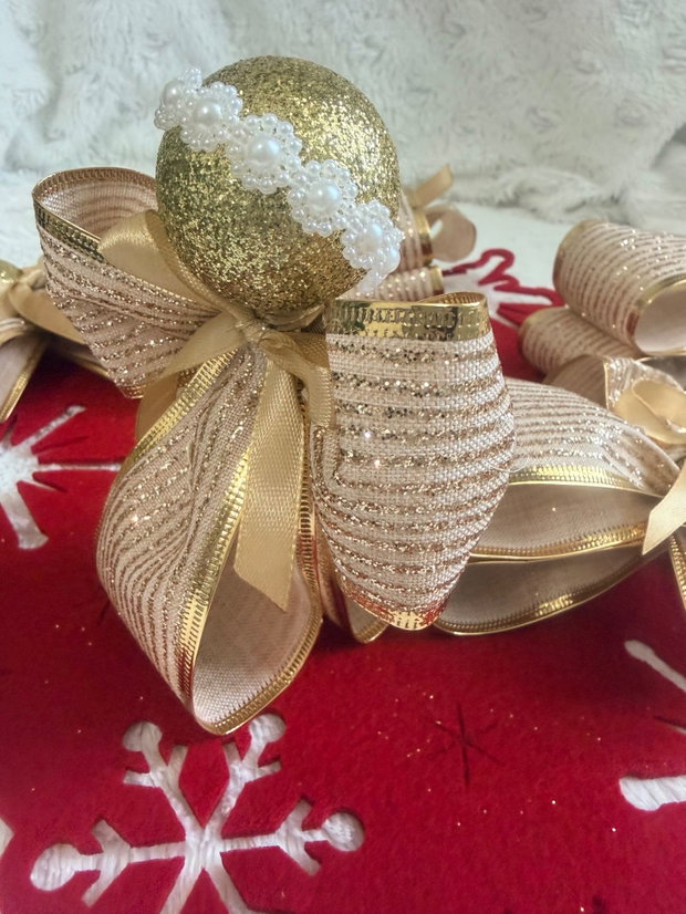 Set 6 ingerasi handmade aurii suport servetele, mărturii invitati/ decorațiuni festive