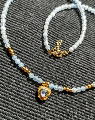 Colier vermeil acvamarin charm cupru placat cu aur acvamarin minimalist boho chic trendy