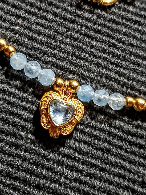Colier vermeil acvamarin charm cupru placat cu aur acvamarin minimalist boho chic trendy