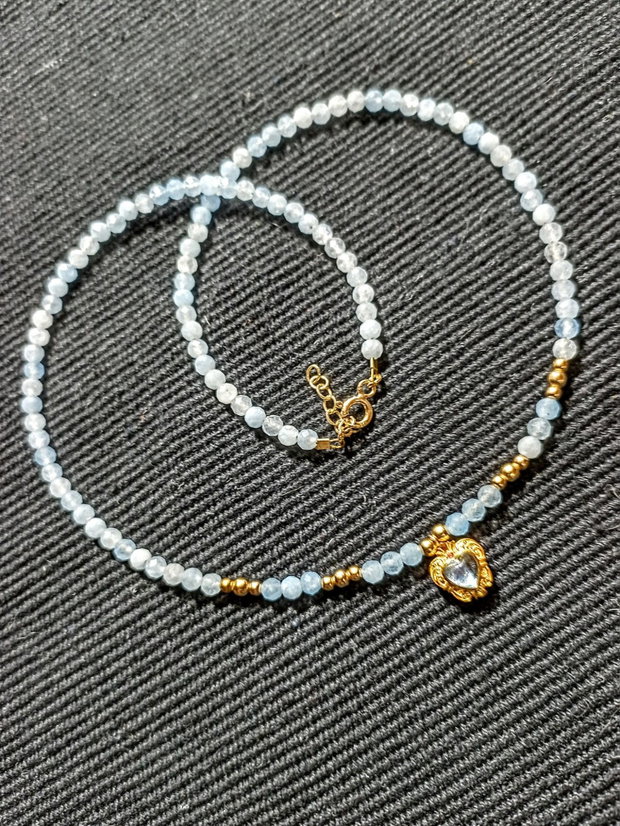 Colier vermeil acvamarin charm cupru placat cu aur acvamarin minimalist boho chic trendy