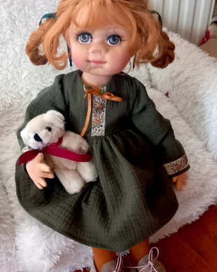 Ana papusa din lana prin tehnica impaslirii cu acul,h 45 cm