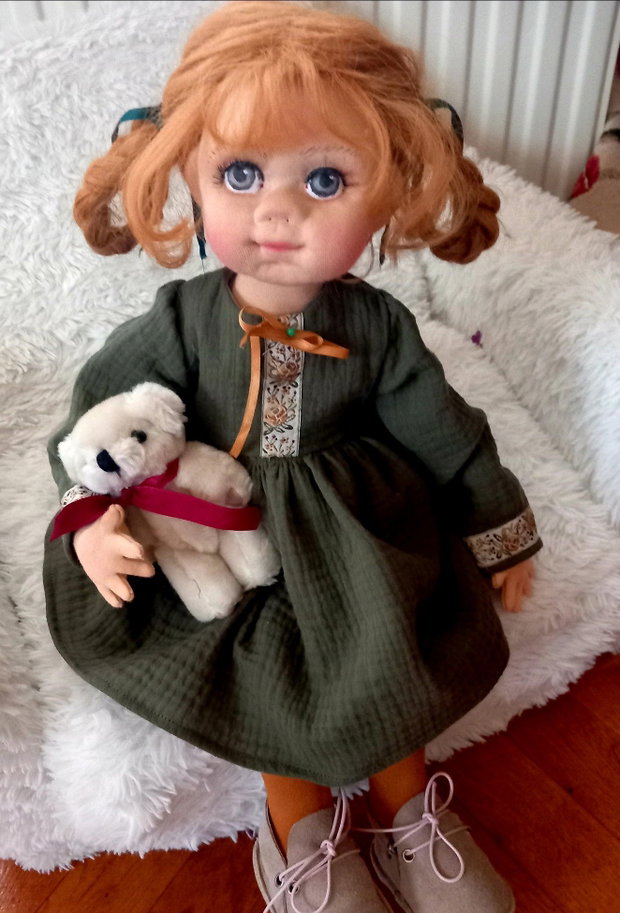 Ana papusa din lana prin tehnica impaslirii cu acul,h 45 cm