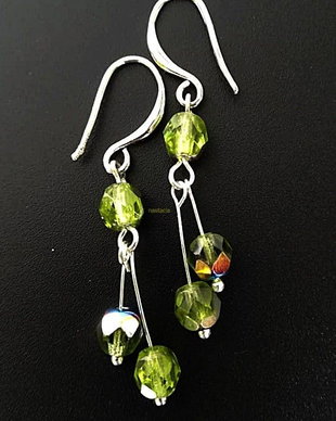 cercei cristale de Boemia  firepolish vitrail olivine