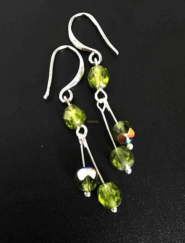cercei cristale de Boemia firepolish vitrail olivine