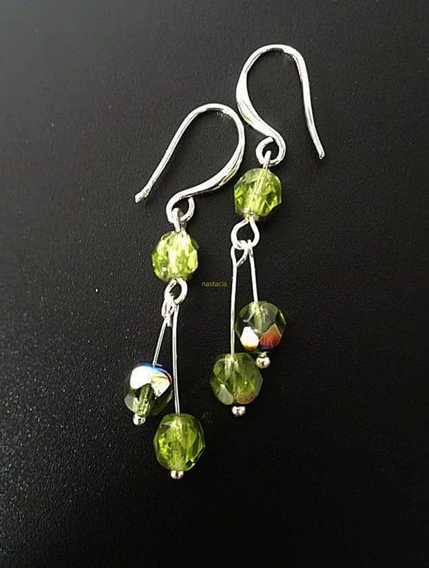 cercei cristale de Boemia firepolish vitrail olivine