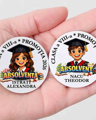 Insigna Personalizata Absolvire  Nume Elev, Clasa, Promotie