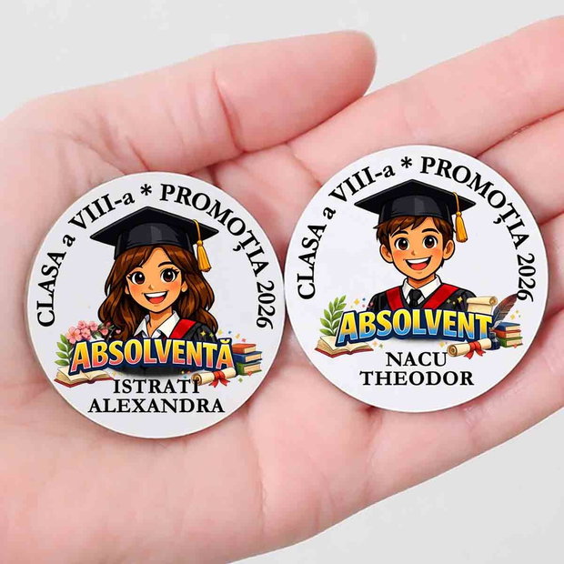 Insigna Personalizata Absolvire Nume Elev, Clasa, Promotie