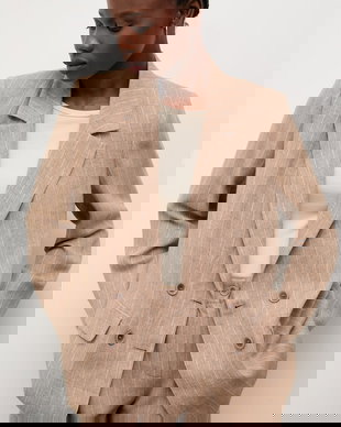 Answear.LAB Sacou cu două rânduri de nasturi de damă cu amestec de in