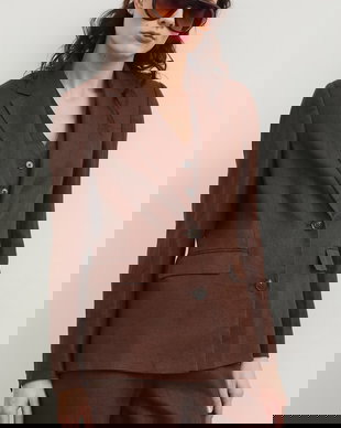 Medicine sacou cu un singur rând de nasturi pentru femei, din in