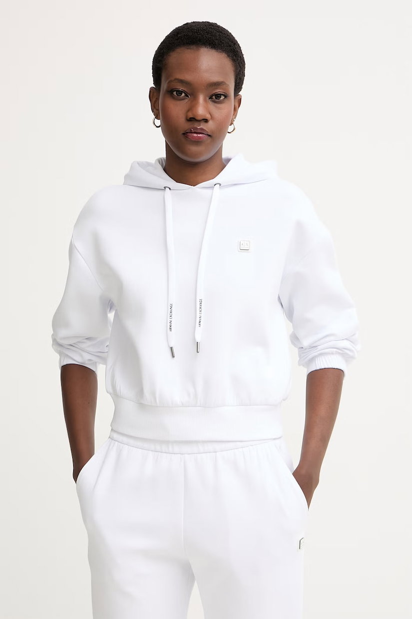 Armani Exchange hanorac cu glugă pentru femei, din bumbac