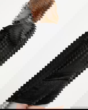 Juicy Couture hanorac cu glugă damski din velur ICCLE HOODIE