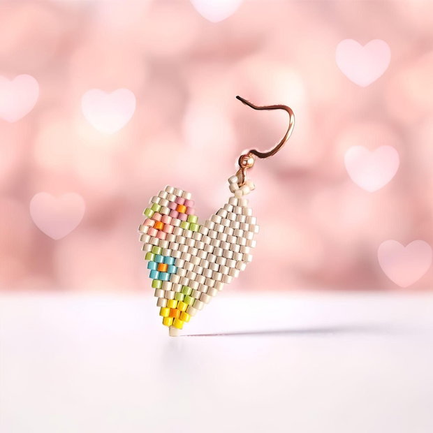 Cercei handmade Inimă cu Floare