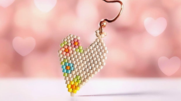 Cercei handmade Inimă cu Floare