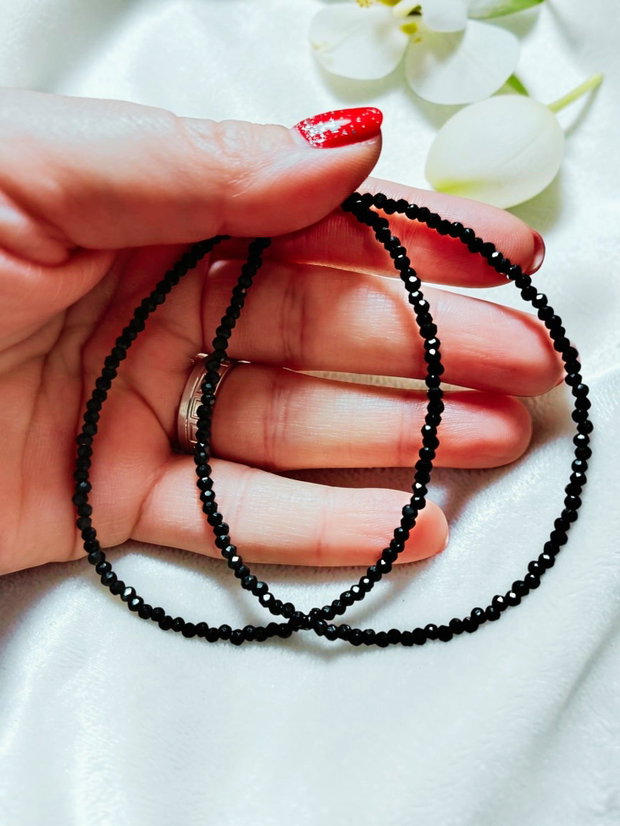 Colier Choker Din Cristale Negre Fațetate