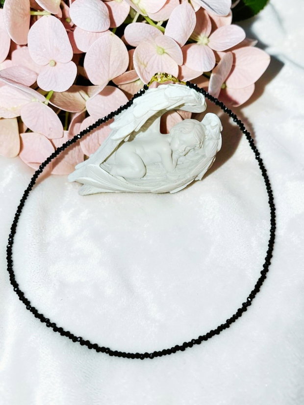 Colier Choker Din Cristale Negre Fațetate