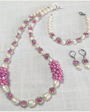 SET- PERLE ALBE SI FUCSIA DE CULTURA SI SIDEF FUCSIA