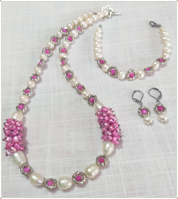 SET- PERLE ALBE SI FUCSIA DE CULTURA SI SIDEF FUCSIA
