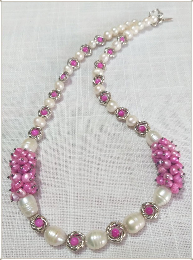 SET- PERLE ALBE SI FUCSIA DE CULTURA SI SIDEF FUCSIA