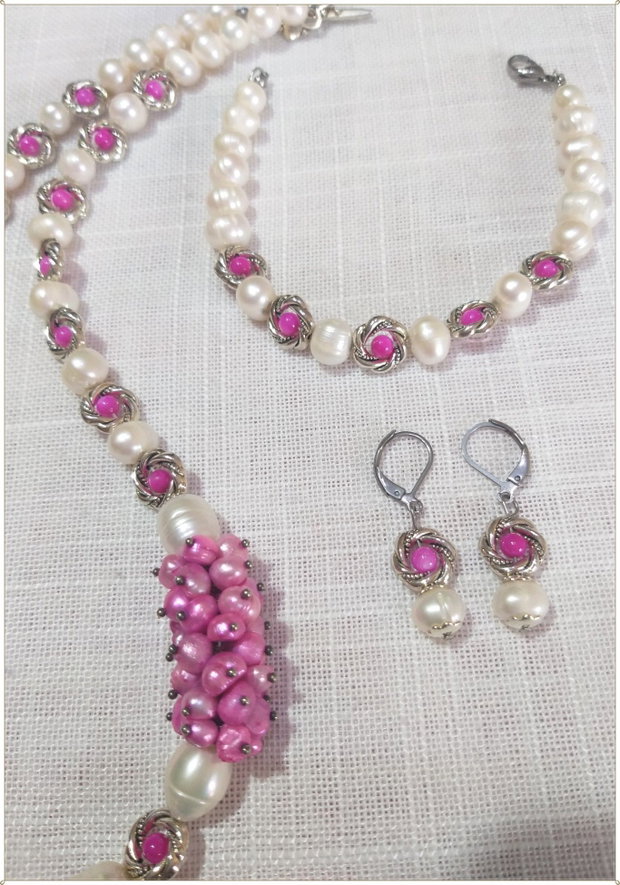 SET- PERLE ALBE SI FUCSIA DE CULTURA SI SIDEF FUCSIA