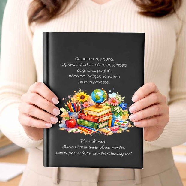 Cadou pentru Invatatoare | Agenda Personalizata A5 cu Nume si Mesaj
