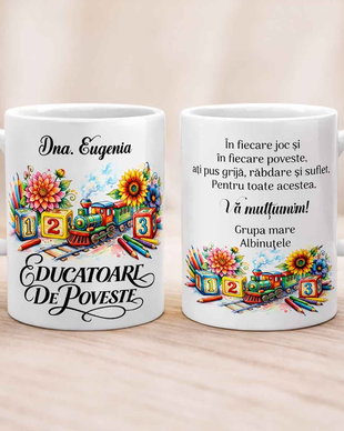 Cana personalizata pentru educatoare  cadou de poveste