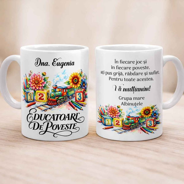 Cana personalizata pentru educatoare cadou de poveste