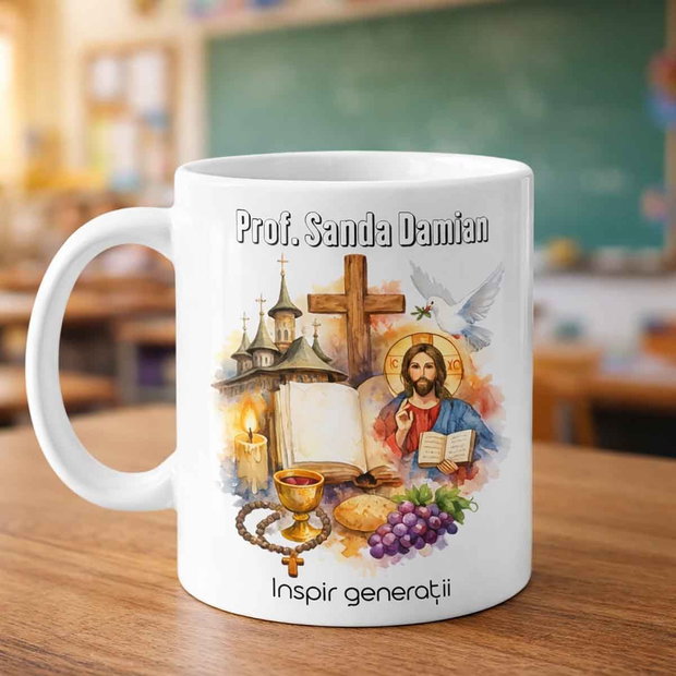 Cana Profesor de Religie Cadou Personalizat de Multumire