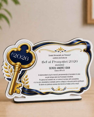 Plachetă Personalizată Șef de Promoție  Cadou Special Absolvire