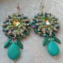 Cercei crosetati cristale,turquoise