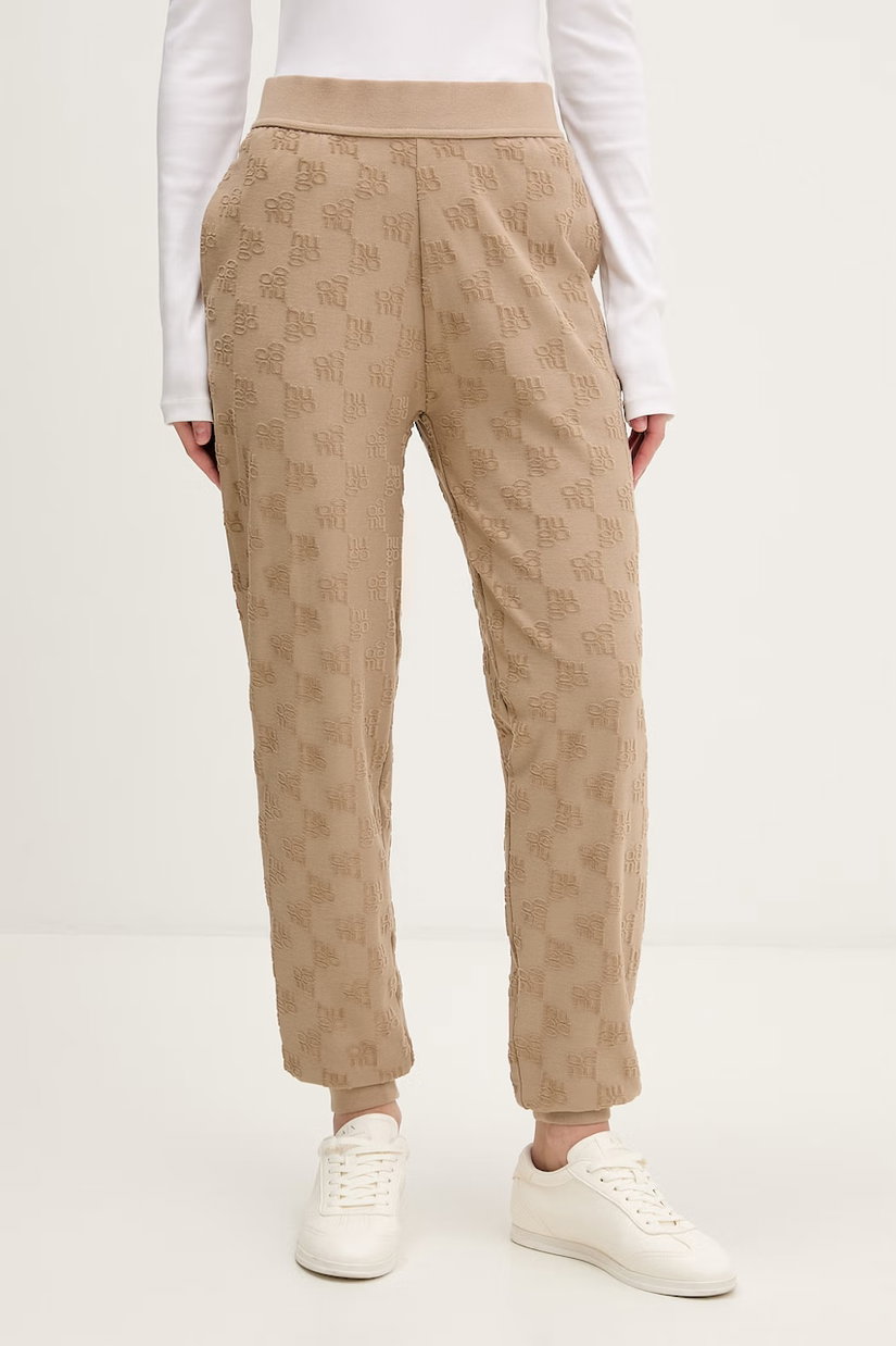 HUGO pantaloni de loungewear pentru femei cu bumbac TERRYMONOGRAM_PANTS