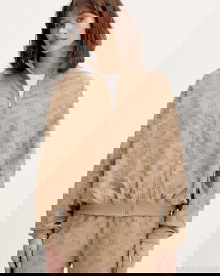 HUGO hanorac de loungewear de femei cu bumbac TERRYMONOGRAM_JACKET