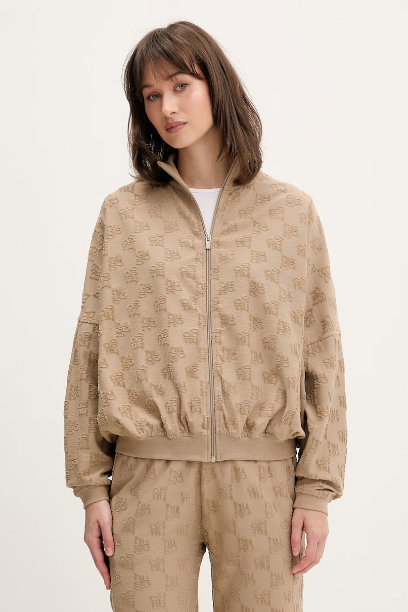 HUGO hanorac de loungewear de femei cu bumbac TERRYMONOGRAM_JACKET