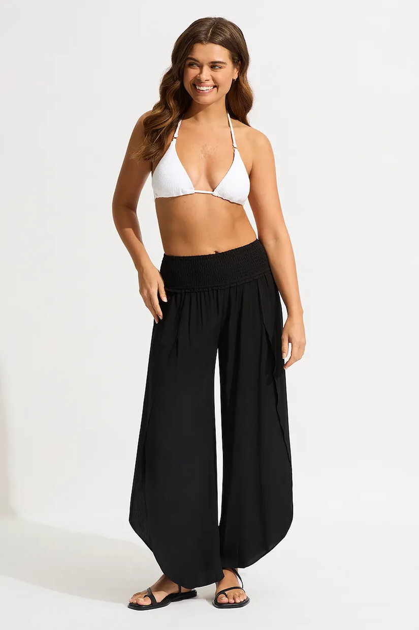 Seafolly pantaloni baggy femeiești din vâscoză Shirred Waist Wrap