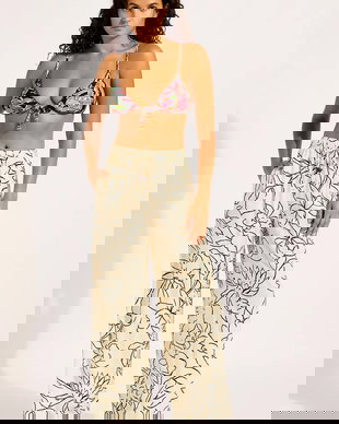 Seafolly Pantaloni wide leg de femei din vâscoză Drawcord Wide