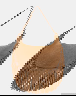 ViCOLO geantă croissant de damă din piele întoarsă