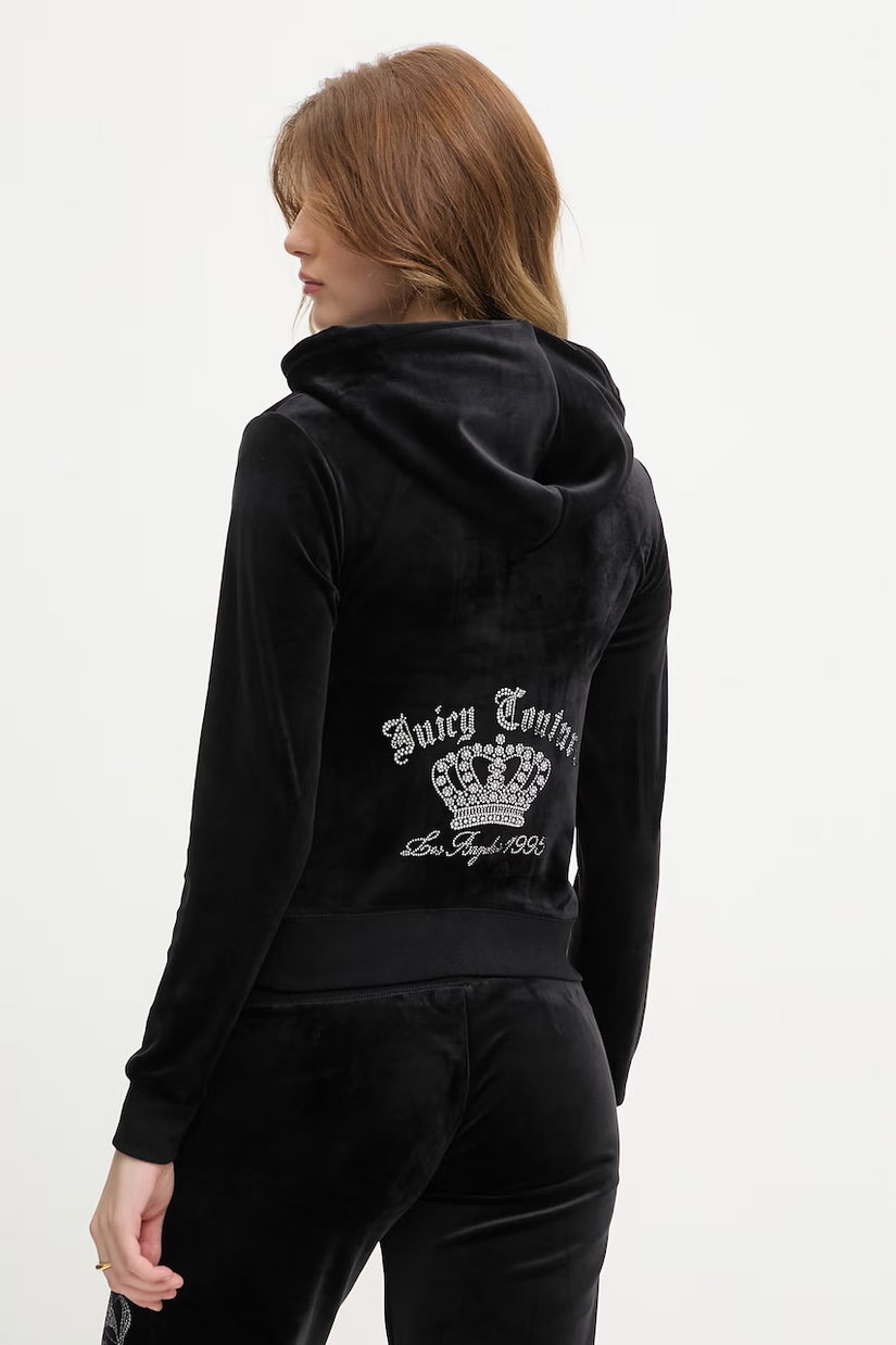 Juicy Couture hanorac cu glugă de damă din velur GOTHIC CROWN