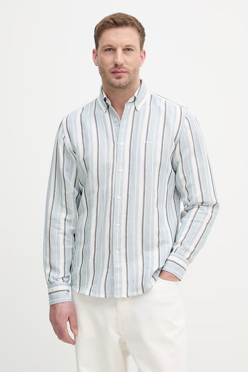 BOSS Orange cămașă pentru bărbați, din in