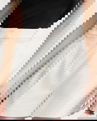 Calvin Klein Jeans pantaloni scurți de femei cu amestec de in