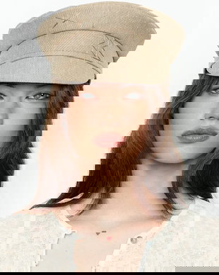 RUSLAN BAGINSKIY șapcă de femei din amestec de lână Logo-embroidered Baker Boy Cap