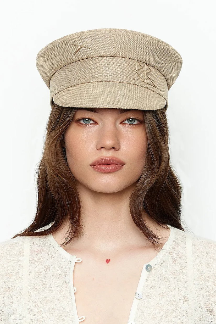 RUSLAN BAGINSKIY șapcă de femei din amestec de lână Logo-embroidered Baker Boy Cap